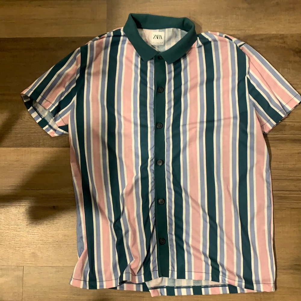 Zara Striped Bottom Up Shirt